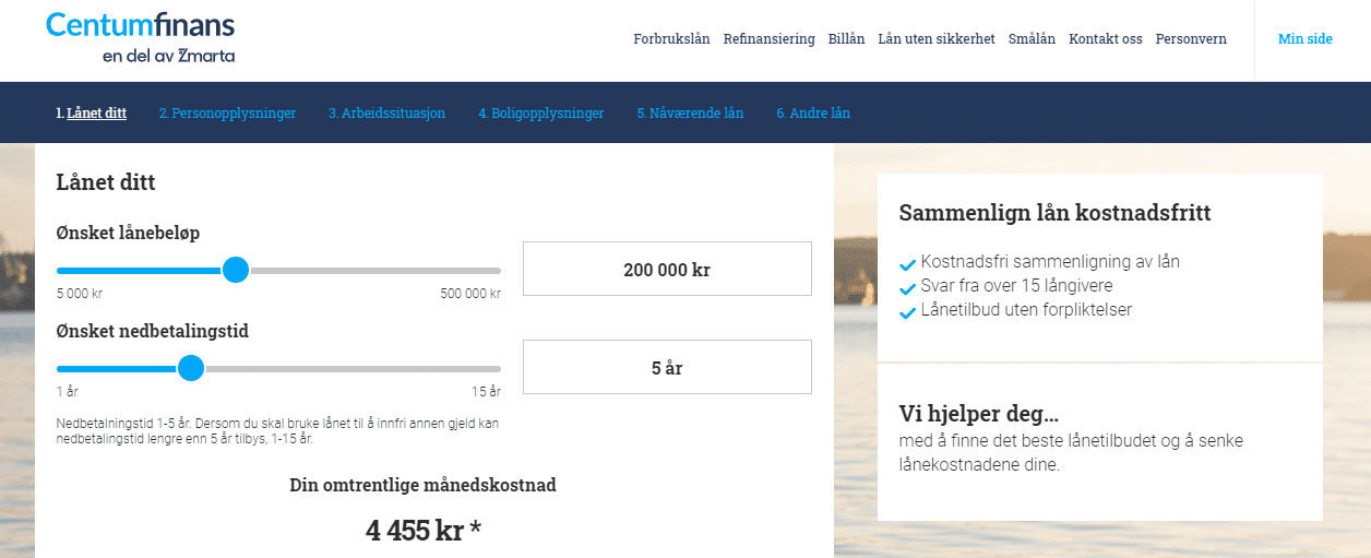 Centum Finansskärmdump